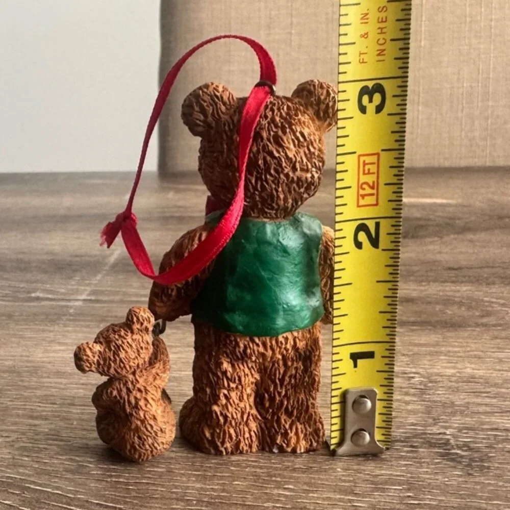Holiday Christmas Ornament Teddy Bear & Cub Figurine
